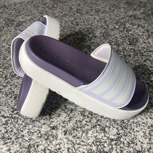 Adidas Women's Adilette Platform Slides Violet Purple Size 9 Comfort Walking